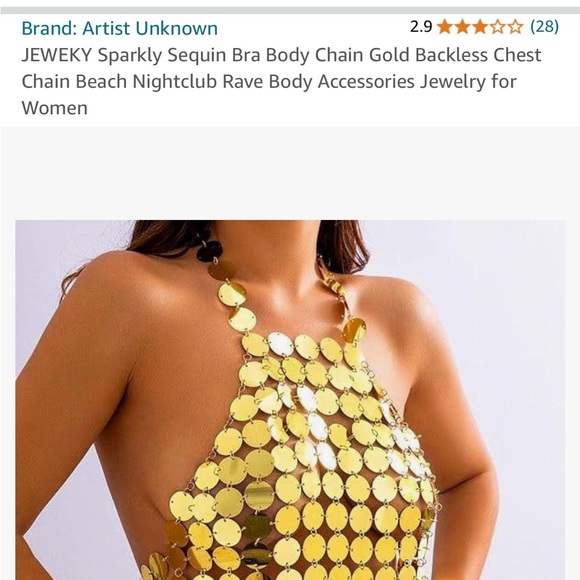 NWOT Gold Sequin Body Chain - Picture 2 of 3
